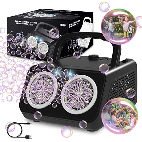 PANACARE 2.0 Automatische Seifenblasenmaschine, Tragbar Professional Bubble Machine 20000+ Bubbles/Min mit Seifenblasenwasser/26 Löchers, Kinder Geschenk für Kinder/Hochzeit/Geburtstag/Bühne/Party