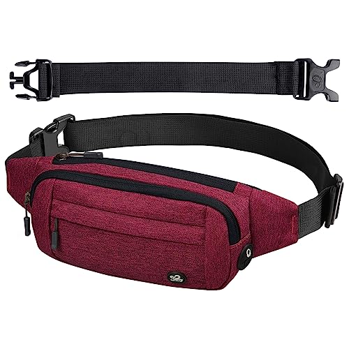 Waterfly Bauchtasche Gürteltasche Hüfttasche Sport: Wasserdicht Stylisch Nylon Klein Unisex Bunt Hip Bum Waist Fanny Pack für Outdoor Reise Wandern Hundetraining Herren und Damen (Tiefrot)