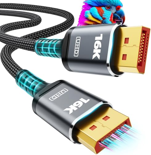 16K 8K DisplayPort-Kabel 2.1, VESA-zertifiziert, 16K DP-Kabel, 1,5 m, 1,5 m, 1,5 m, 1,8 m, 3 m, 4 m, 6 m, Längen zur Auswahl, 16K @ 60Hz, 8K @ 120Hz, 4K @ 240Hz, 165Hz, 144Hz, unterstützt 80Gbps HDR