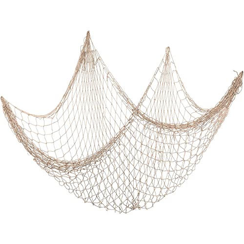 Kiuiom Fischerei Dekorative,Fischernetz Deko,Mediterranen Stil,Maritime Deko,Fischernetz für Aufhängen Hintergrund Wohnzimmer Wand Deko Wandbehänge Circa 100 x 200 cm