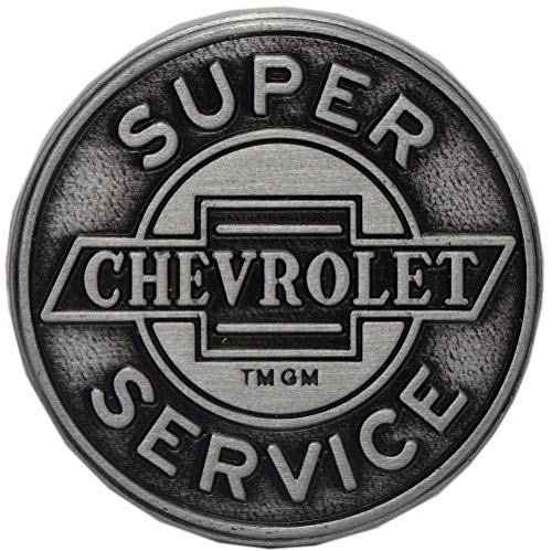 Open Road Brands Chevrolet Super Service Runder geprägter Metallknauf – Chevrolet Schubladenknauf für Garage, Männerhöhle oder Geschäft