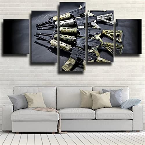 Leinwandmalerei Militärisches Tarngewehr 5 Stück Wandkunst Malerei Tapeten Posterdruck Für Wohnzimmer Schlafzimmer Esszimmer Büro Kinderzimmer Wandbild Wohnkultur 100 X 50 Cm