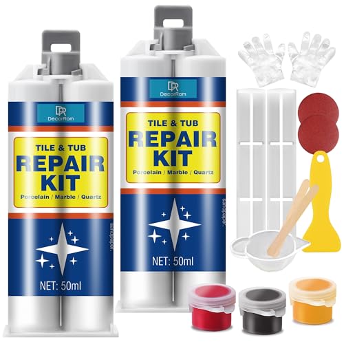 Fliesenreparaturset Weiß, 100ml Keramik Acryl Reparaturset, Badewannen Toilette Emaille Reparatur Set für Kratzer Löcher Risse Waschbecken Fliesen Marmor Chip Reparatur-set,Bietet Mehr Farboptionen