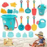 Sanspielzeugset, 18 Stück, Strand, Sand Toys Kids Set, Sandkasten,mit Eimer, Schaufel, Sandformen, Gießkanne, für Kinder Jungen Mädchen