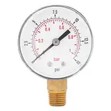 Mini Niederdruckmanometer, BSPT Manometer für Kraftstoff, Luft, Öl oder Wasser 0-15 psi / 0-1bar