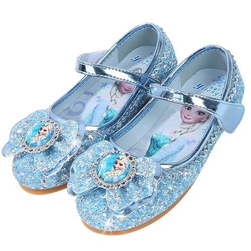 Vorkhuaeri Kinderschuh Prinzessin Schuhe ELSA Mädchen Flache Sportschuhe für Kinder Tanz Turnschuhe Prinzessin Kostüm Schuhe für Dress Up Party Cosplay (C3-Blue,27)