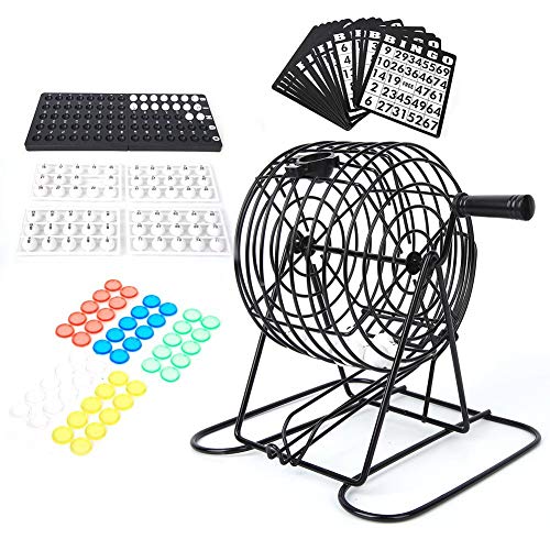 Bingo-Spiel Lucky Ball, traditionelles Weinset, professioneller Bingo-Käfig und Bingo-Bälle mit Bingo-Brett - 4 Farboptionen
