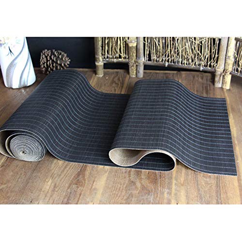 Japanischer schwarzer Bambus-Tischläufer, handgewebt, Teematte mit rutschfester Unterseite, Wärmeisolierung, Platzsets für Esstisch und Teehaus, waschbar, 60 x 180 cm