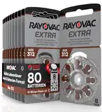 80 Batterien für Hörgeräte Rayovac Extra 312-10 Blister à 8 Batterien