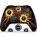 Switch Controller-Wireless Switch Pro Controller mit Cooles RGB-Aussehen/Programmierbare/Turbo/Aufwachfunktion/1000mAh-Pro Controller Switch für Switch/Lite/OLED, Kompatibel mit Android/IOS/PC