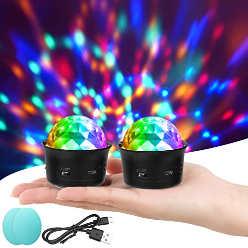 URAQT Mini Discokugel Licht,2 Stück DJ Ball USB Stimme Steuerung Disco Party Lichter Blitzlicht Bühnenbeleuchtung Effektlicht Tragbar Wiederaufladbar Discokugel für Partys Autoinnendekoration