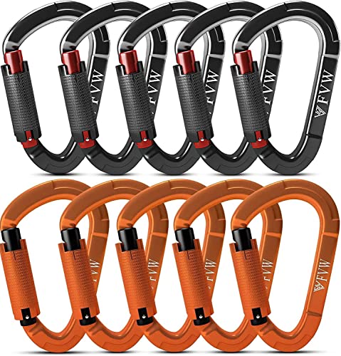 Karabiner Klettern Kletterausrüstung,10 Stück UIAA-Zertifiziert 25KN Auto Locking Kletterkarabiner Clips für Hängematten, Schaukel, Locking Hundeleine und Geschirr, Camping, Wandern & Utility