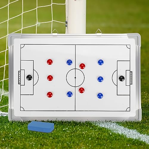 aleawol Taktiktafel Fußball, Doppelseitige Fussball Taktiktafel mit Rahmen aus Aluminiumlegierung, Trainertafel Fussball Coach Board (45x30.5cm)