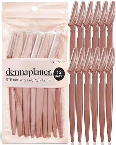 Kitsch Dermaplaning Tool - Face Razor for Women | Eyebrow Razor & Face Shaver for Women | Facial Hair Removal for Women | Facial Razors for Women | Dermaplane Razor for Women Face, 12 pc (Terracotta)