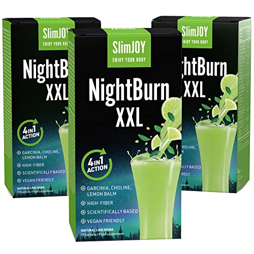 Detox tee mit Garcinia Cambogia, Vitamin C, Vitamin B6, Zichorie, Cholin und Inulin | Reich an Ballaststoffen | 3x10 Beutel für 30 Tage | Mit Gratis E-Book | SlimJOY NightBurn XXL