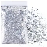 50g Silber Farben Glitzerpulver Set,Gemischte Grobe Feine FlockenCraft Glitzerpuder für Harz Nagelkunst Haare Gesicht Karten Festival Party Art Dekoration,Vier Größen (0,2 mm,1 mm,2 mm,3 mm)