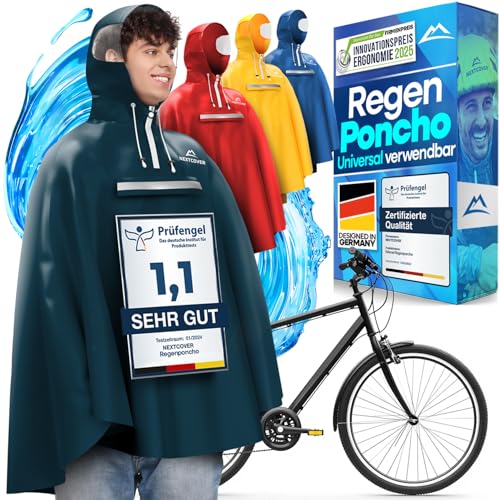 NEXTCOVER® NEU Regenponcho Fahrrad für Damen & Herren - mit [AquaShield 2.0] Technologie I Regenponcho Wandern, Fahrrad-Regencape, Angel Poncho, Regenponcho Herren, Regencape Damen wasserdicht Fahrrad