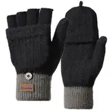 Homealexa Winter Handschuhe Damen Fingerlose Handschuhe Baumwolle Halb Fingerhandschuhe mit Flip-Top, Warme Strick Handschuhe für Damen und Herren