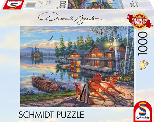 Schmidt Spiele 58530 Darrel Bush, Seeufer am Loon Lake, New York, 1000 Teile Puzzle, bunt