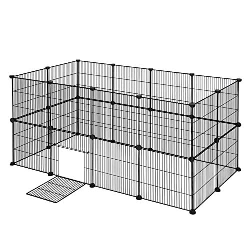 EUGAD Freilaufgehege Kaninchen, Meerschweinchen Gehege, Gehege für Kleintiere, Kleintiergehege, Freigehege für Kaninchen, Hamster, Schildkröten Hasenstall innen inkl. Tür DIY 142x72x72cm