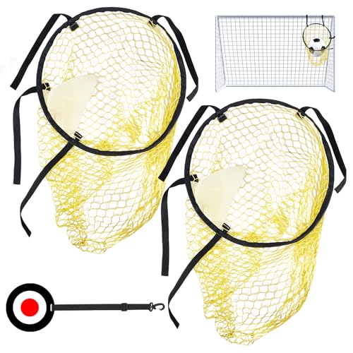 WANDGU 2 Stück Fussball Ziel: 45x60cm Fußballtor Zielnetz, Fussball Trainingszubehör, Fußballzielnetz für Training, Fußballtore für Fußballtraining, Schießen, Outdoor, Gelb