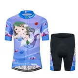 Kinder Radtrikot Set Kleidung Jungen Mädchen Shorts Pad Anzüge, Meerjungfrau, Small