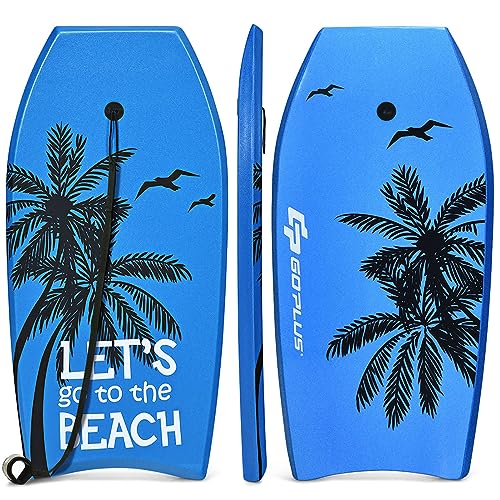 COSTWAY Bodyboard, Schwimmbrett Schwimmboard, Surfbrett Kinder und Erwachsene, Surfboard, Sup-Board 104x51x6cm (Blau und schwarz)