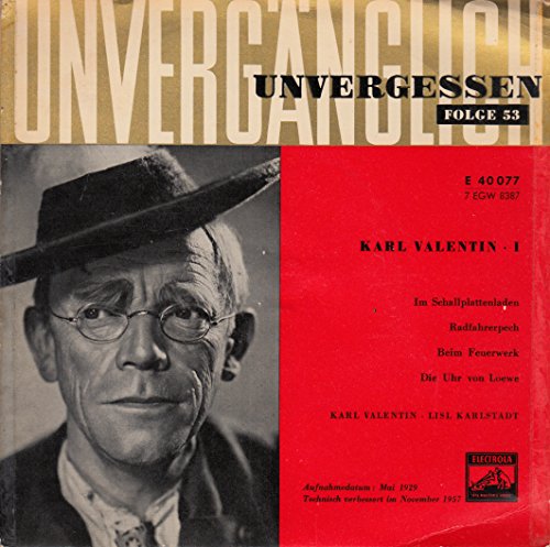 Valentin, Karl / Lisl Karlstadt / Im Schallplattenladen / Radfahrerpech / Beim Feuerwerk / Die Uhr von Loewe / Bildhülle / Electrola E 40077 / Vinyl Single-Schallplatte SP - Keine CD /