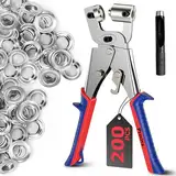 Ösenzangen-Set, Preciva Profi-Ösenzangen-Set mit 200 Ösen (Durchmesser 10 mm) und 10 mm gestanzter magnetischer Ösenpresse aus gehärtetem Stahl, Ösenstanze für Planenösen und Metallösen