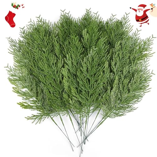 LELUSH 25 Stück Artificial Pine Branches, Künstliche Tannenzweige Decoration, Christmas Artificial Branches, 32cm Artificial Fir Green Artificial Fir Branches for DIY Advent Wreath, Christmas