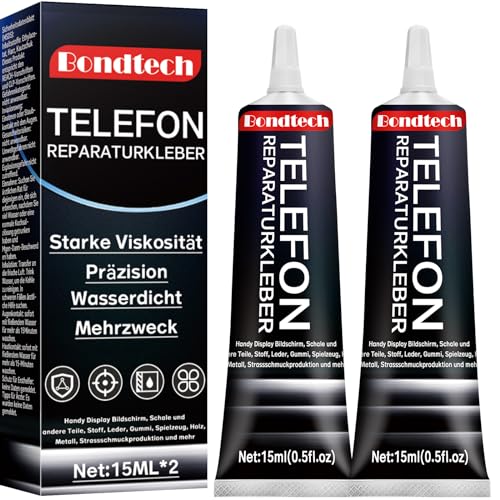 30 ml Display Kleber Extra Stark, Black Handy Kleber, Display Kleber Smartphone für Gehäuseteile, Display, Touchscreen, Glas etc. Universell, mit Kleinen Präzisionsnadeln, Anti-Verstopfung