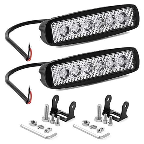 Willpower 2PCS Mini Led Arbeitsscheinwerfer Bar 6 Zoll 18W LED Scheinwerfer 12V 24V Spot Zusatzscheinwerfer Wasserdicht LED Light Bar für Auto Traktor Offroad SUV UTV ATV 4x4