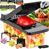 Gemüseschneider Mandoline Gemüseschneider Multischneider Julienner Zwiebelhäcksler Lebensmittelhäcksler Gemüseschneider Vegetable Chopper Dicer für Hobeln Von Obst Gemüse - Schwarz