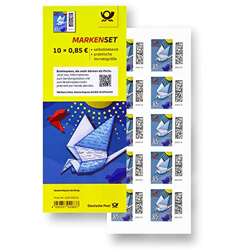 10 Stück 0,85 EUR 85 Cent postfrische Briefmarken | Frankaturware Markenset (Motiv: Brieftaube) selbstklebend