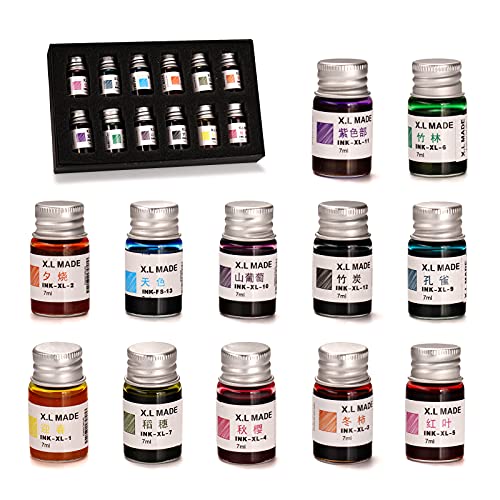 Glas Dip Pen Ink Set, kalligraphie tinte set, 12 bunten Tinten, Kaligraphie-Sets für Kunst, Schreiben, Unterschriften, Dekoration, Geschenk