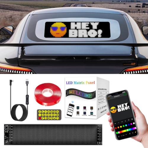 LED Augen für LKW und Auto, Flexibler LED Softscreen, DIY Dynamische Smart Bunte Devil Eyes, Programmierbares LED Display für Fahrzeuge, Großes LED Licht (120 * 595 mm)