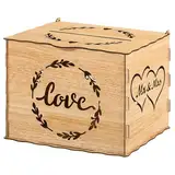 BOFUNX Hochzeit Kartenbox aus holz Vintage Hochzeit Geldbox Briefbox Hochzeit Geschenkkarten Box für Hochzeit Geburtstag Jubiläum Geschenkkartenbox