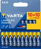 VARTA Batterien AAA, 20 Stück, Longlife Power, Alkaline, 1,5V, ideal für Spielzeug, Funkmaus, Taschenlampen, plastikfreie Verpackung, Made in Germany