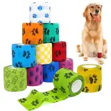 aurorayer 12 Stück Selbsthaftende Bandage Hund Vet Verband Elastische Selbstklebender Verband 5cm*4,5m per Rollen, Cohesive Pet Vet Wrap für Katze,Hund,Pferd Bein Klebeverband