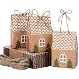 TsunNee 50 Stück Weihnachten Party Geschenkboxen, Kraftpapier Süßigkeitskästen, Mitbringsel Taschen, Papier-Treat-Boxen für Partydekorationen Adventskalender DIY