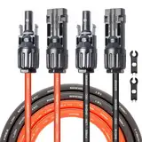 Solarkabel 6mm² 2x3m TÜV-Zertifiziert mit PV Stecker IP67 Verlängerungskabel Photovoltaik Solarkabel Solarstecker 10AWG Solarpanel PV Kabel 6mm2 Rot + Schwarz 1 Paar Balkonkraftwerk (6 mm²2) (3m)