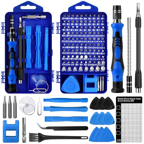 Zeawavsl Feinmechaniker Schraubendreher Werkzeug Set, 122 in 1 Mit kleiner Bürste, Handy Reparatur Werkzeug Set für Smartphones, IPhones, Tablets, Laptops, Kameras, Brillen (Blue)