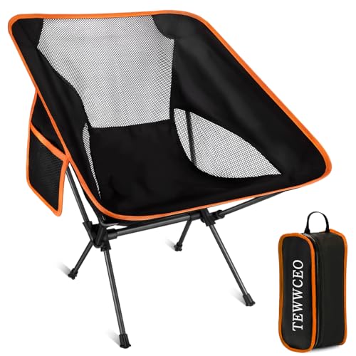 TEWWCEO Faltbar Camping Stuhl, Klappstuhl mit Tragetasche, Angelstuhl, Ultraleicht Campingstuhl, Tragbarer Campingstuhl für Picknick, Angeln, Wandern, Camping, Outdoor, (Schwarz)