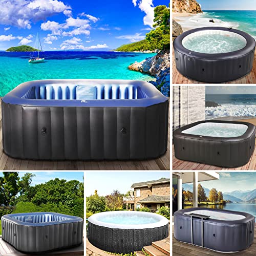 BRAST® Whirlpool aufblasbar MSpa | 4-8 Personen | viele Modelle rund und eckig | Ø 125-224cm | In-Outdoor Pool | bis zu 144 Massagedüsen | inkl. Aufblasfunktion Abdeckung Timer Heizung | Tekapo6