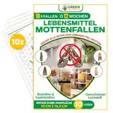 GREEN GUARDIA Lebensmittelmotten-Falle [10 Stück Vorteilspack] – Klebefalle zur Befallserkennung von Lebensmittelmotten mit Spezial-Lockstoff – Geruchlos & ohne Insektizide