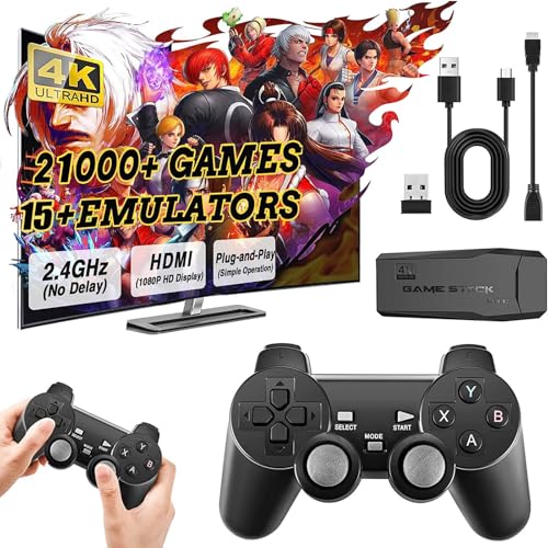 Retro Konsole Spielkonsole Retrolink Game Stick, 21700+ Spiele mit 2 Gamepads, HDMI Plug & Play Retro Konsole für TV, Spiele Geschenk für Jungen und Erwachsene (Sonderausgabe)