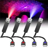 Asfrode Auto Decke Starlight, 4 Stück Sternenhimmel Projektor Auto Innen Atmosphäre LED-Licht Car Ceiling Starlight Mehrere Modi USB Plug and Play Nachtlicht für Auto Decken Schlafzimmer Party