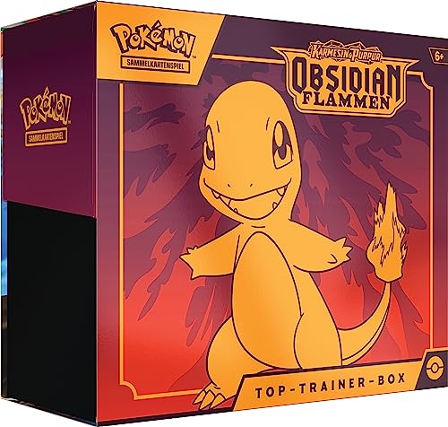 Pokémon-Sammelkartenspiel: Top-Trainer-Box Karmesin & Purpur – Obsidianflammen (9 Boosterpacks, 1 holografische Vollbild-Promokarte & Premium-Zubehör)