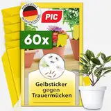 PIC Gelbsticker Trauermücken - 60x Gelbtafeln gegen Trauermücken, Effektiv Gelbfalle für Trauermücken und gegen kleine fliegen in blumenerde, Alternativ zu Nematoden gegen Trauermücken bekämpfen