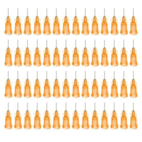 QUARKZMAN Industrielle stumpfe Spitzenkanüle 23G 1/4 Zoll Länge mit Luer Lock Schraubanschluss, Dosierkanüle für Flüssigklebepistole, 100 Stück (Orange)
